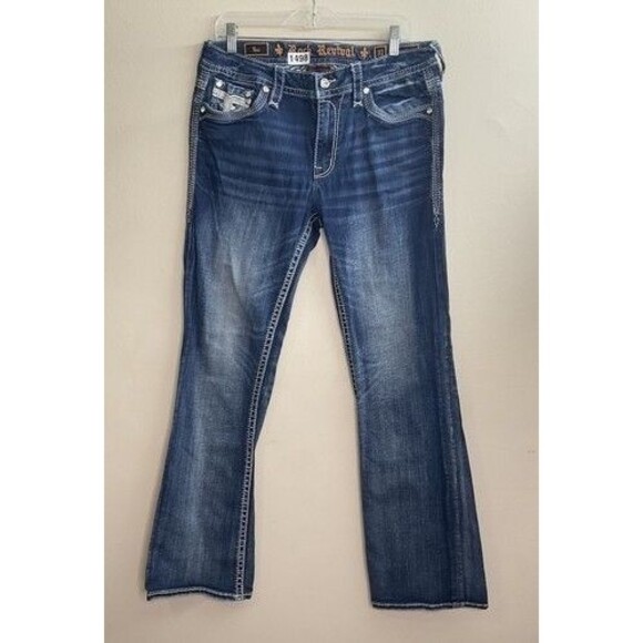 Rock Revival Yui Wash Embellished Stretch Denim Bootcut Jeans Women Size 31X32 - Picture 13 of 15